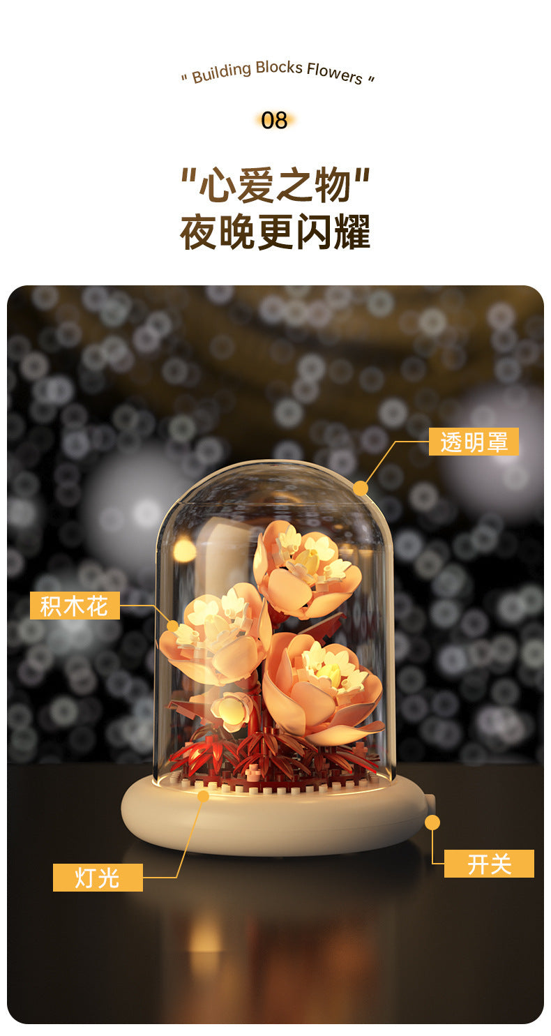 Cross-border Compatible Lego Eternal Flower Blocks Flower Sunflower Rose Potted Children's Assembled Toy Women's Ornament Gift