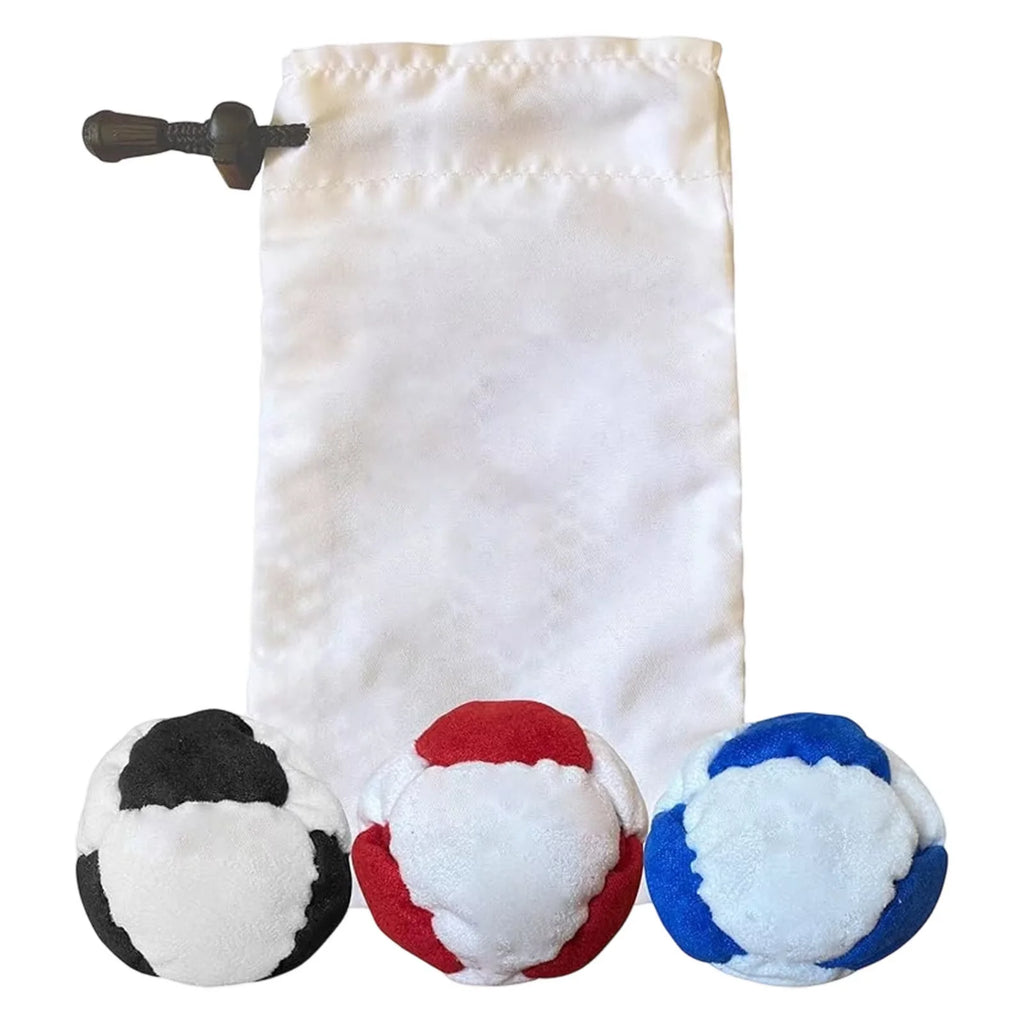 Classic Footbag Hacky Sack 3-Pack with Carry Pouch,Sand-Filled 8-Panel Synthetic Suede Footbag Set for Beginners &Player