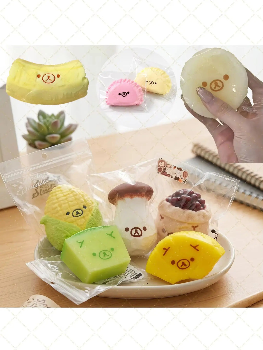Dumpling Squishies Bear Shaped Squishy Toy Simelated Black Bean Squeeze Fidget Stress Relief Decompress Gift Cute Party Favors