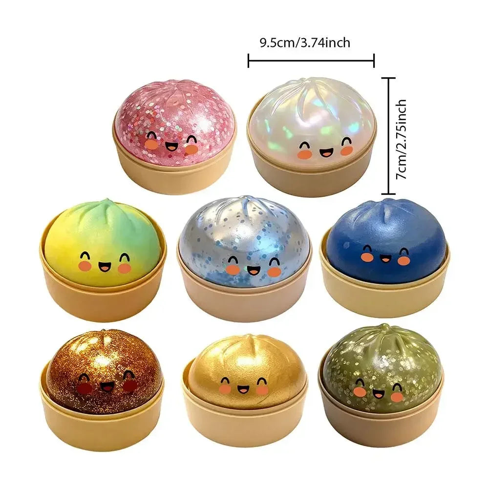 Dumplings Glitter Dumpling Toy Cute Dumplings Squishiest With Steamer Box Stress & Anxiety Toys For Kids & Skateboard