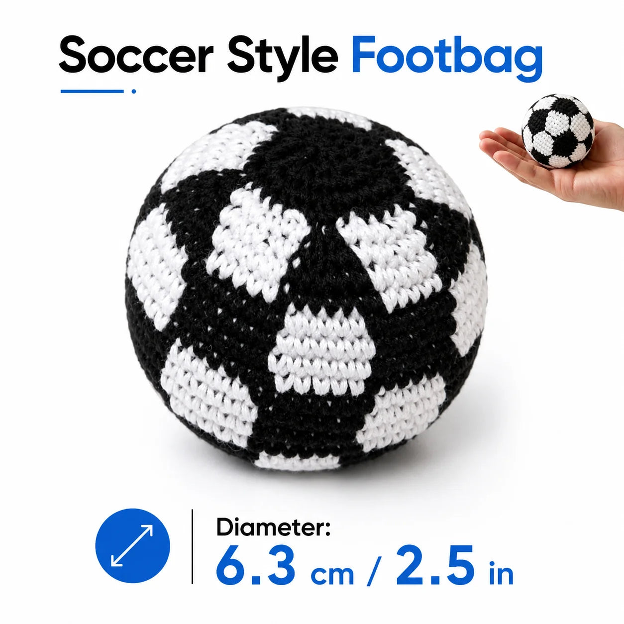 Crochet Footbag Hacky Sack Ball Handmade Knitted Sports Sandbag 6.35cm Soft Juggling Toy for Kids Adults Outdoor Play