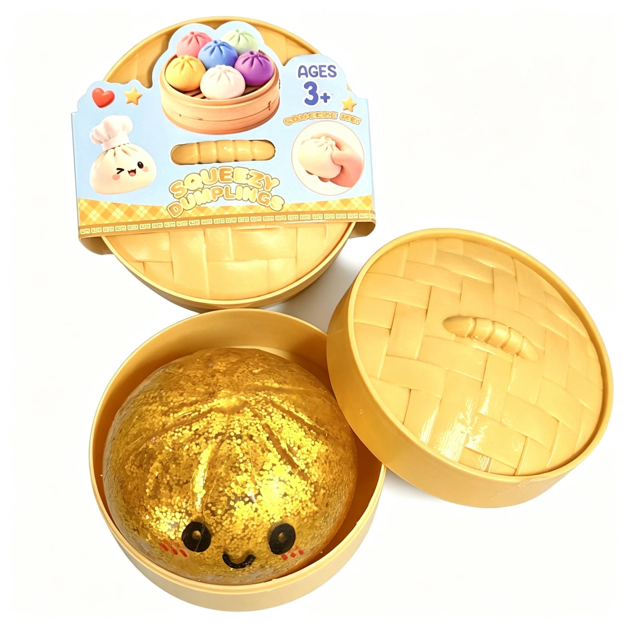 Squishy Dumpling Sensory Fidget Toy Realistic Colored Glitter Steamer Bun Decompression Ball Squeezable Stress Relief Toy