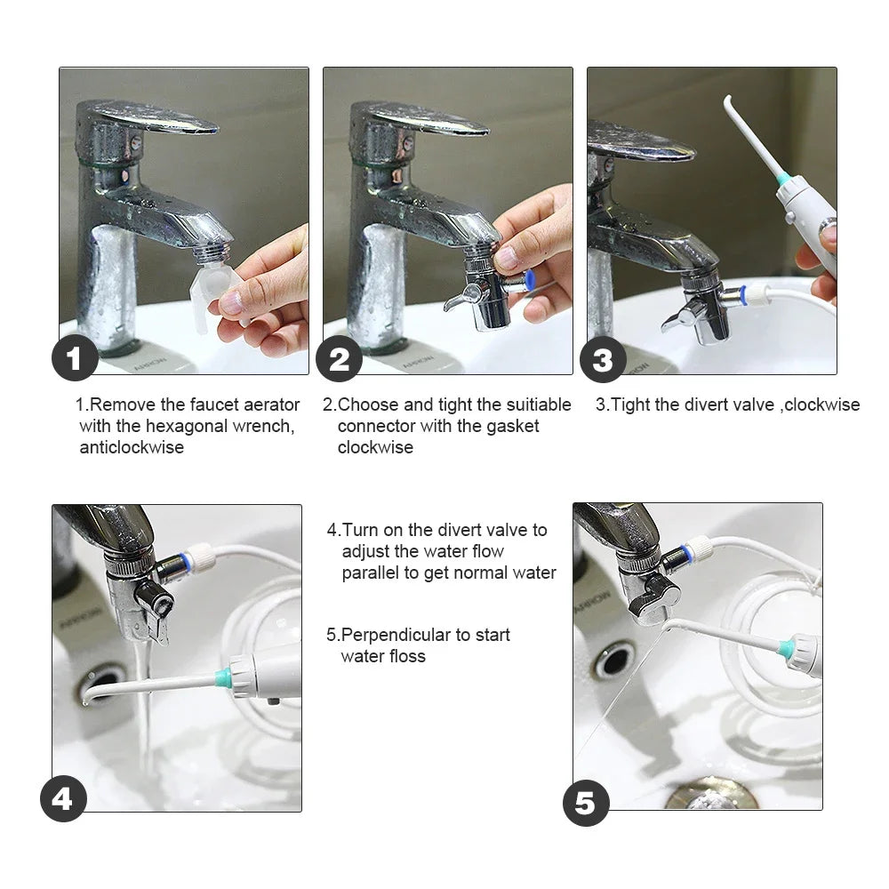 Dental SPA Faucet Tap Oral Irrigator Water Dental Flosser Toothbrush Irrigation Teeth Cleaning Switch Jet Family Water Floss