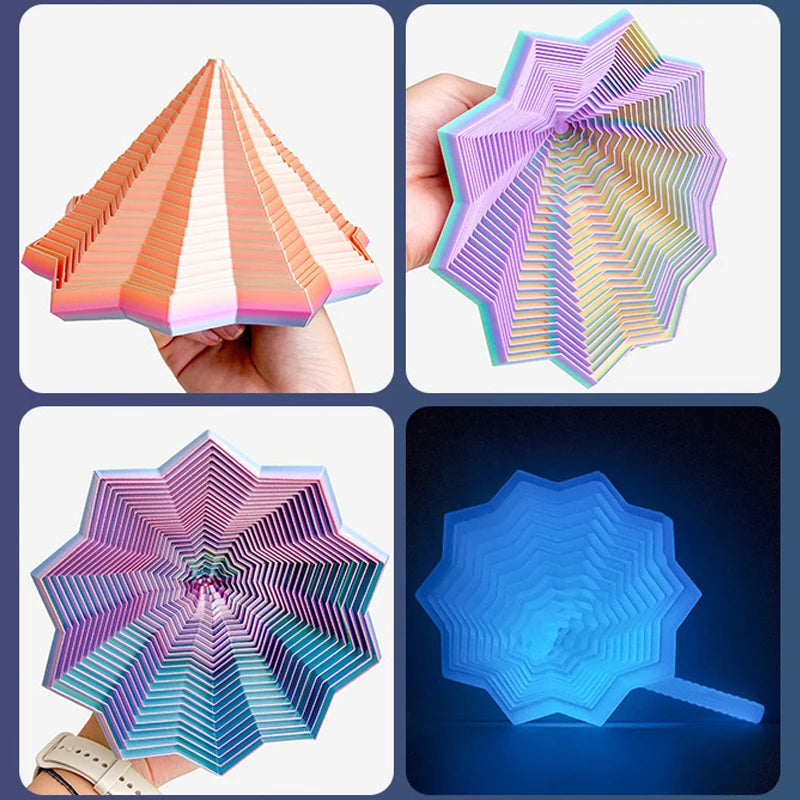 3D Printing Expanded Sensory Fidget Star Model Stress Relief Toys Visual Illusion Hexagon Whirling Spiral Toy for Decompression