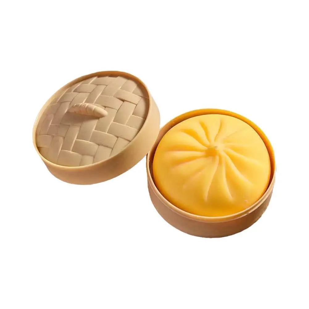 Dumpling Bun Squishy Toy With Matching Steamer Basket Colorful Slow Rebound Texture Ideal For Fidget Sensory Play Stress Relief