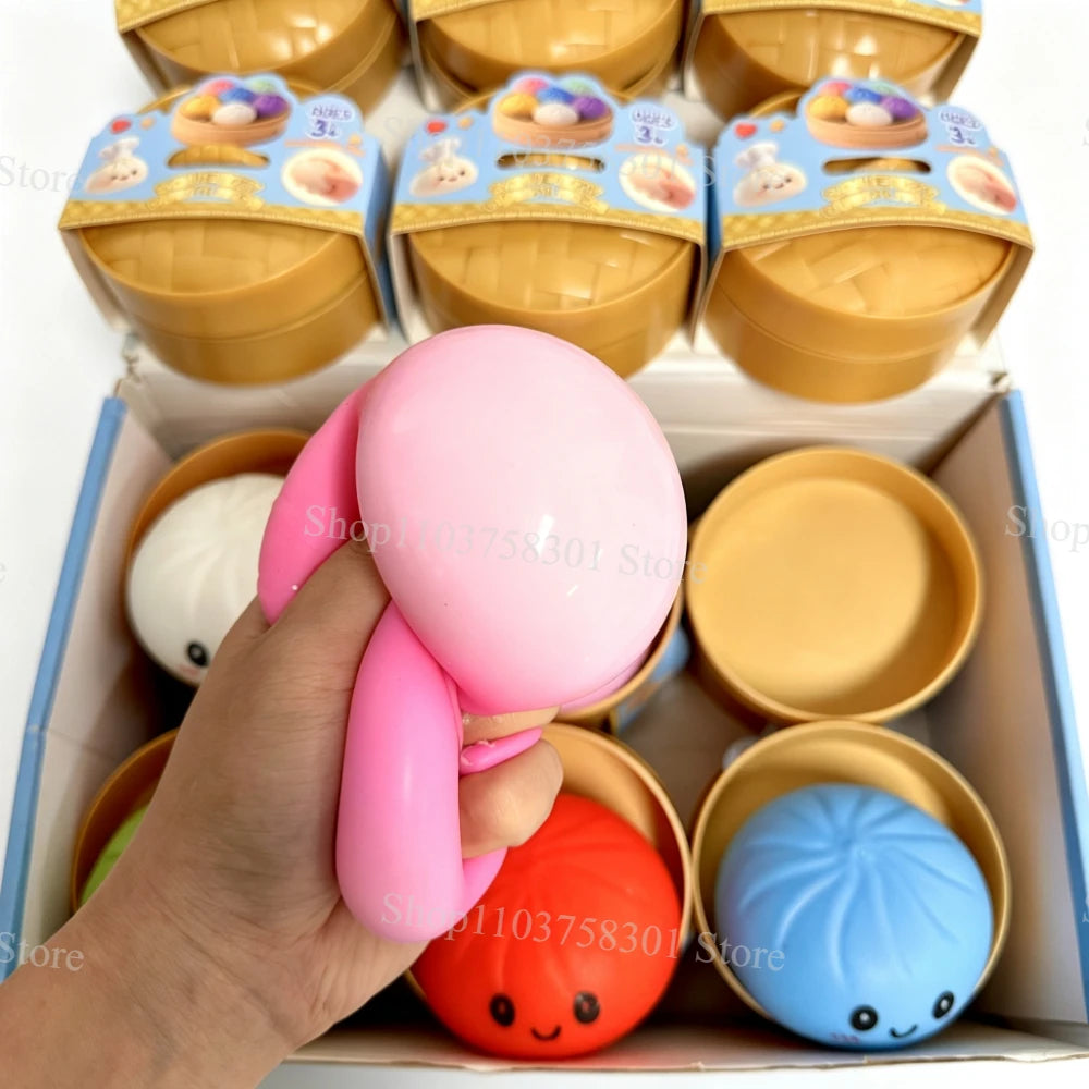 Squishy Dumpling Sensory Fidget Toy Realistic Colored Glitter Steamer Bun Decompression Ball Squeezable Stress Relief Toy