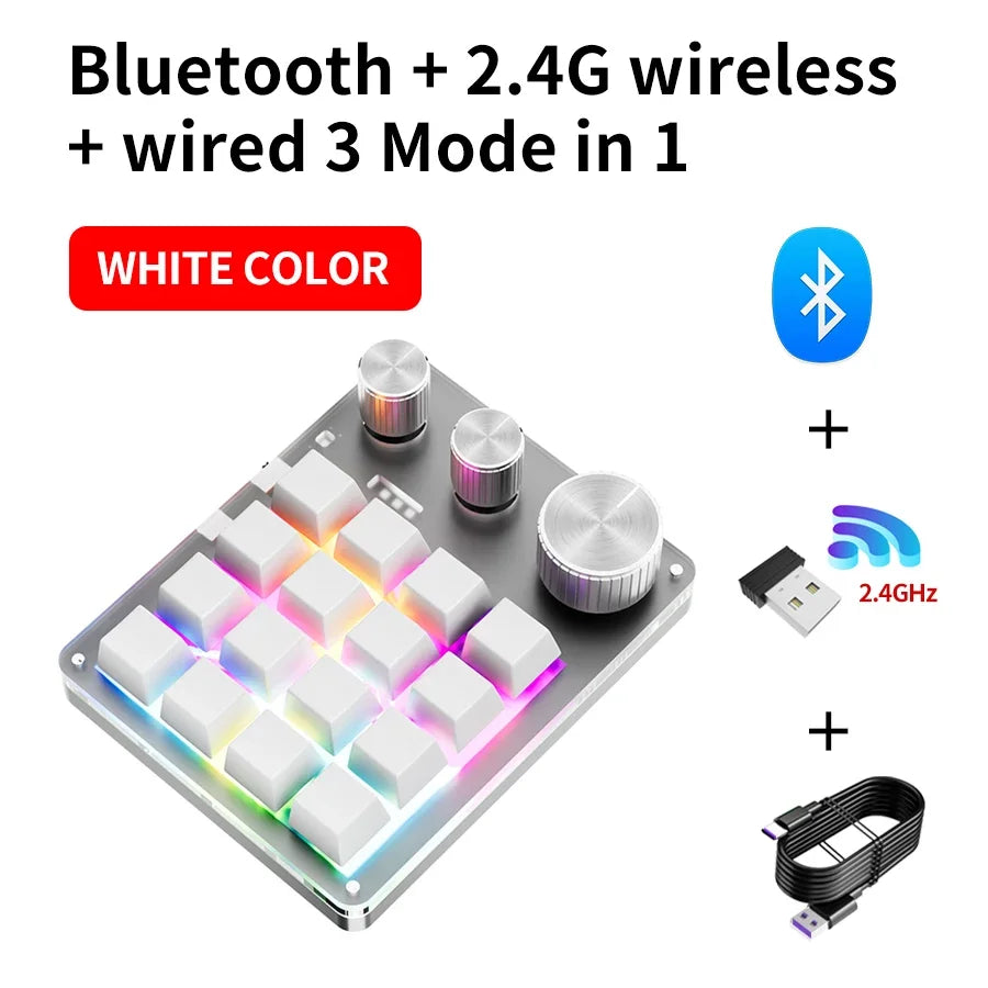 16-Key Custom Mechanical Keyboard 3 Knobs Including Volume Button Knob Control Programmable Macro  Gaming Compatible