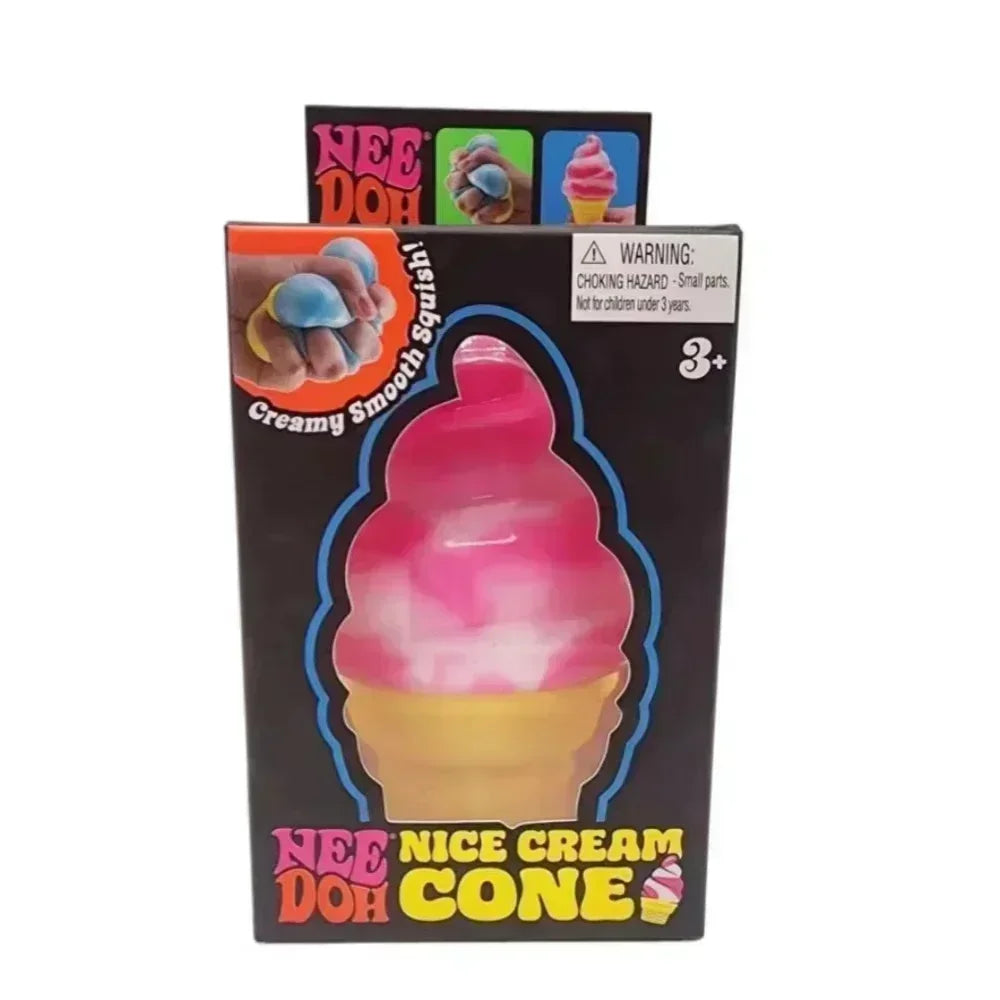 NeeDoh Nice Cream Cone Swirled Gradient Squish Squeeze Fidget Toy Non Toxic Stress Relief Sensory Decompression Novelty Gift