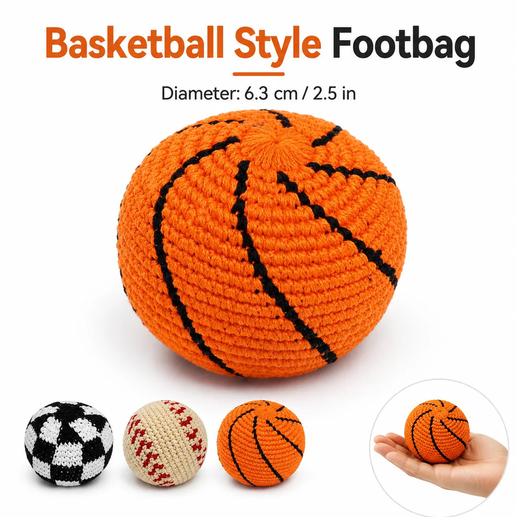 Crochet Footbag Hacky Sack Ball Handmade Knitted Sports Sandbag 6.35cm Soft Juggling Toy for Kids Adults Outdoor Play