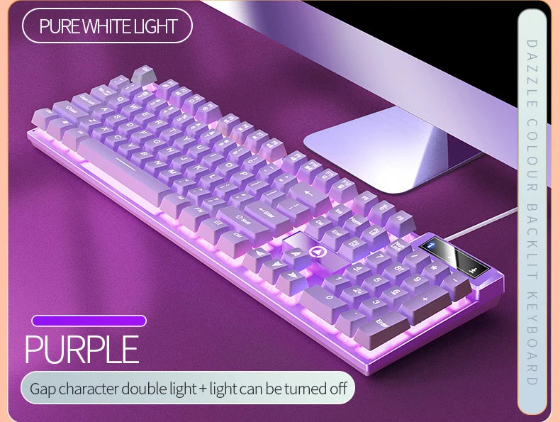 104 Keys Gaming Keyboard Wired Keyboard Color Matching Backlit Mechanical Feel Computer E-sports Peripherals for Desktop Laptop