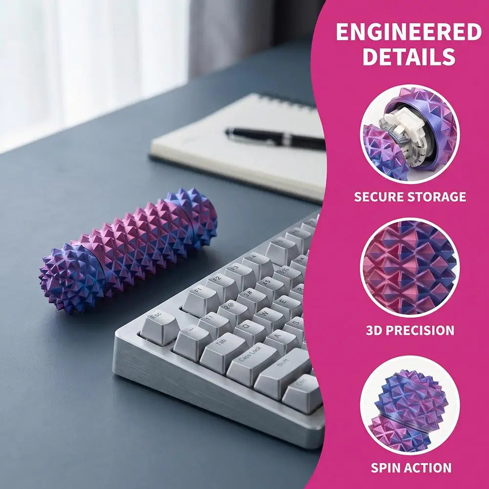 3D Printed Pain Stim Fidget Toys Rotating Spiky Grippie Sensory Input Anxiety Autism Office Travel Novelty Toy Spike Roller