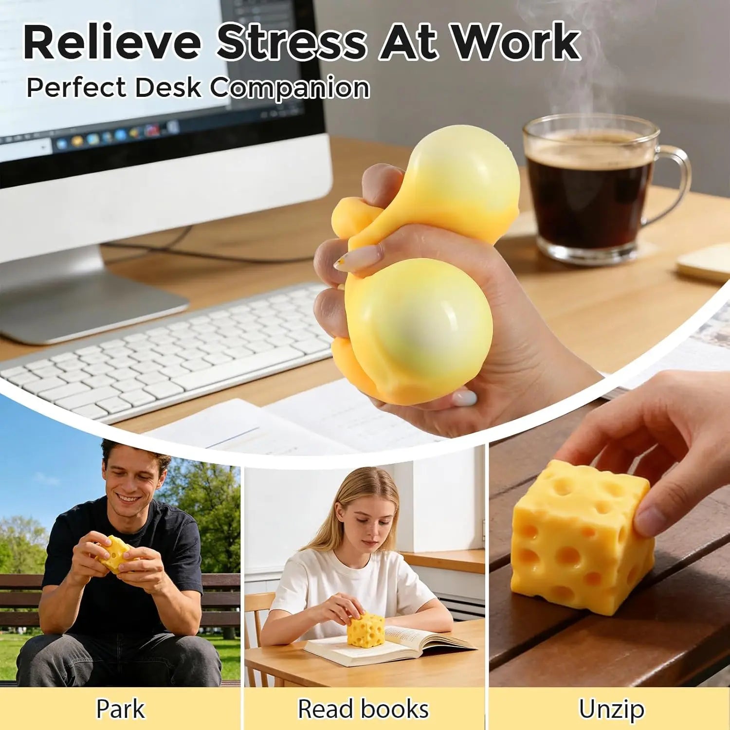 Cheese Squishy Toy Slow Rising Soft Squishy Cheese Block Squeeze Fidget Toy Stress Relief Toy for Kids Adults Desk Toy Gift