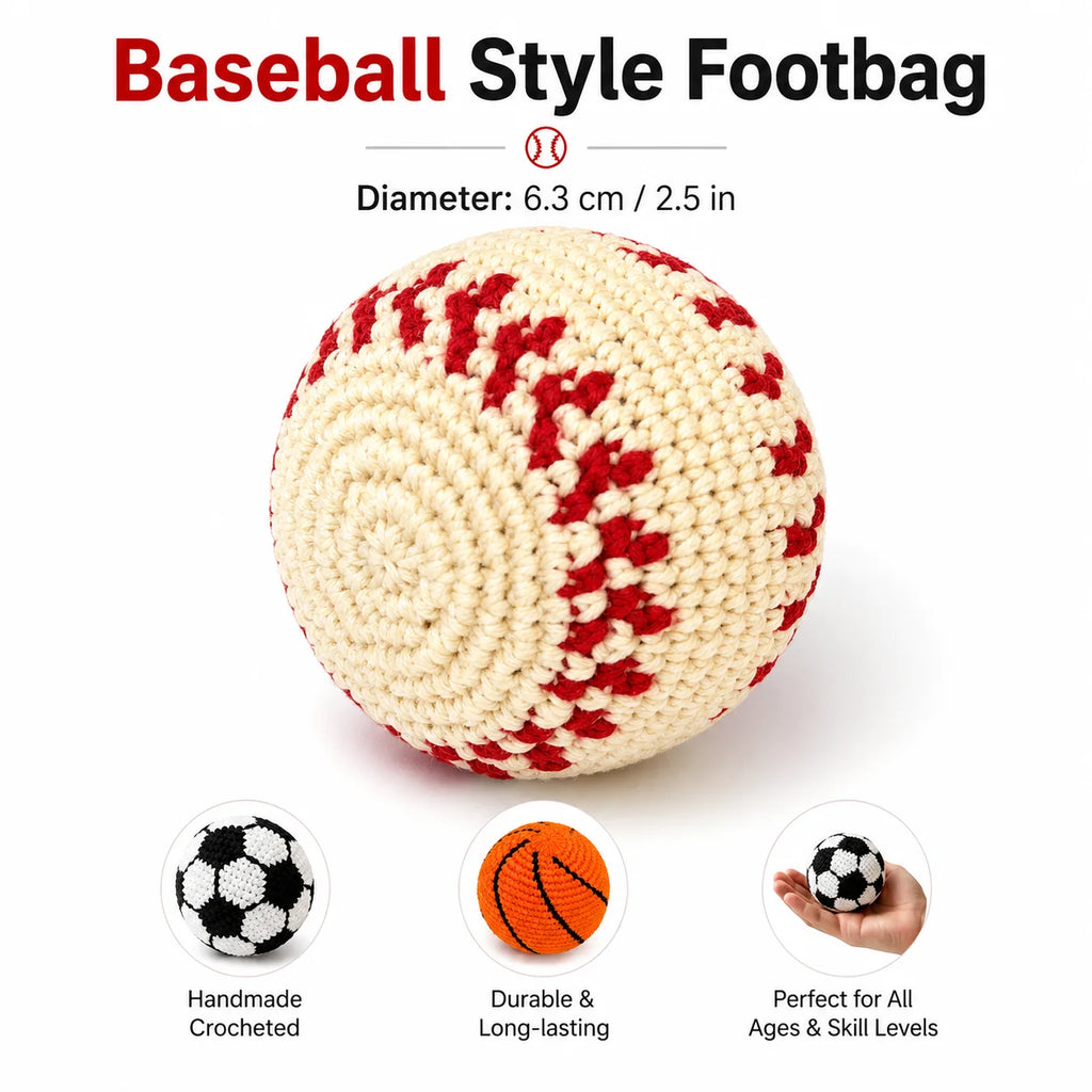 Crochet Footbag Hacky Sack Ball Handmade Knitted Sports Sandbag 6.35cm Soft Juggling Toy for Kids Adults Outdoor Play