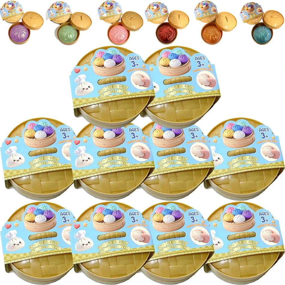 Squishy Dumpling Sensory Fidget Toy Realistic Colored Glitter Steamer Bun Decompression Ball Squeezable Stress Relief Toy