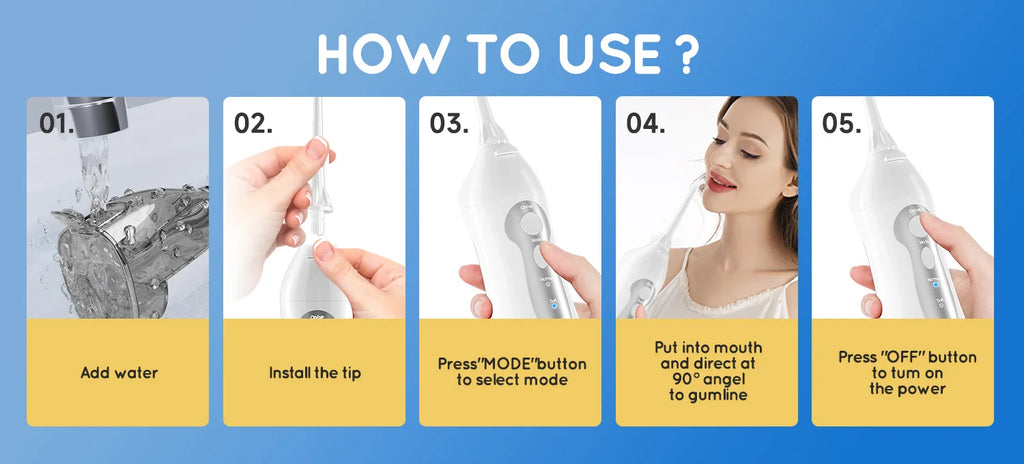 Mornwell Water Flosser Teeth Picks 6 Jets 3 Modes Portable Cordless D52 Water Floss For Teeth Cleaner IPX7 Waterproof Oral Picks