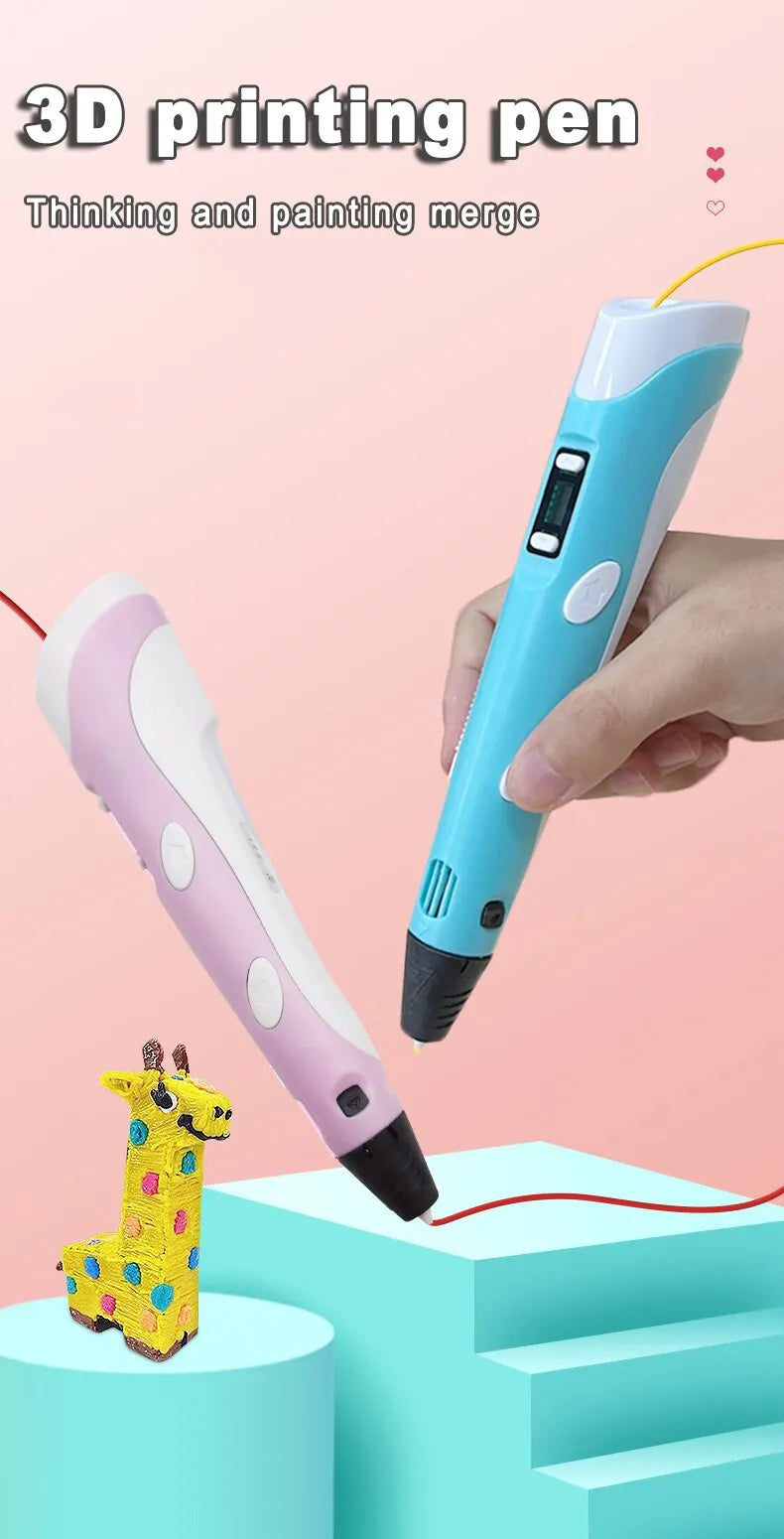 3D Printing Pen DIY Three-dimensional Painting Children Toys Fun Camouflage With LCD Screen Compatible PLA Filament Toys Gift