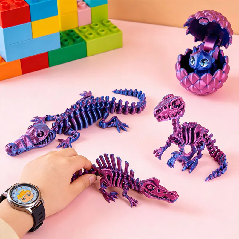 Realistic Articulated Dinosaur Toys - 3D Printed Movable Joint Animal Models, Cool Office Desk Decor for Kids Room Display