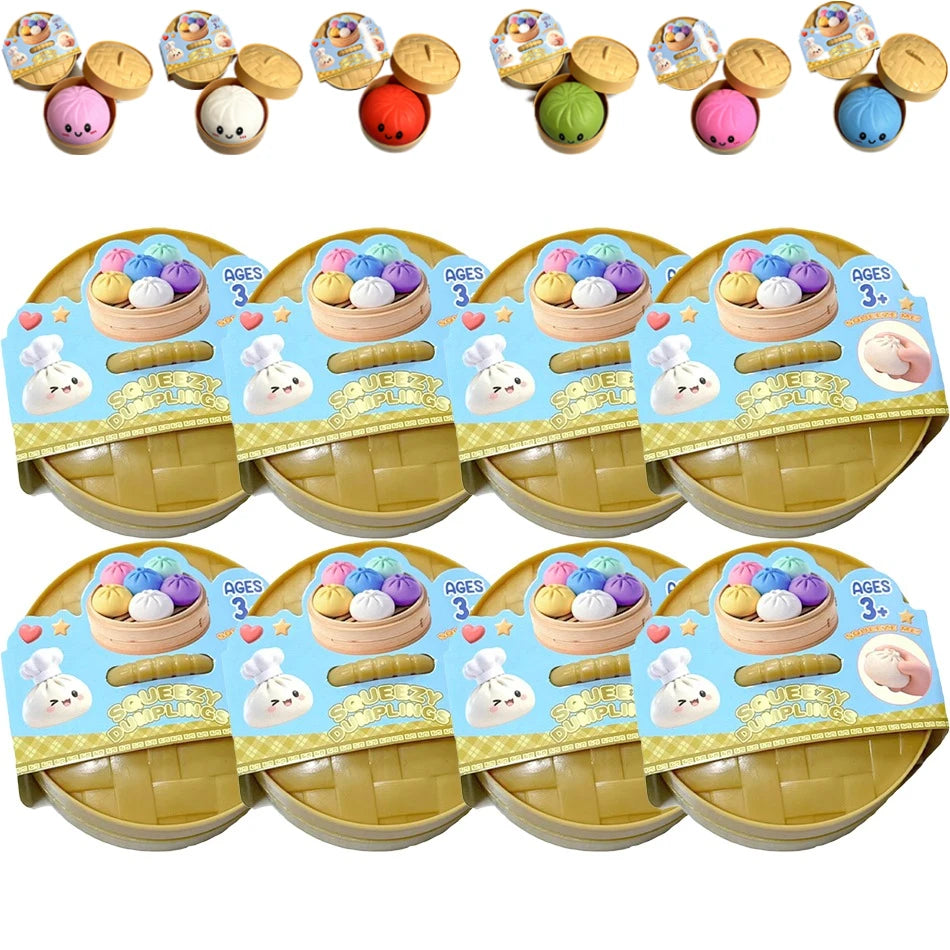 Squishy Dumpling Sensory Fidget Toy Realistic Colored Glitter Steamer Bun Decompression Ball Squeezable Stress Relief Toy