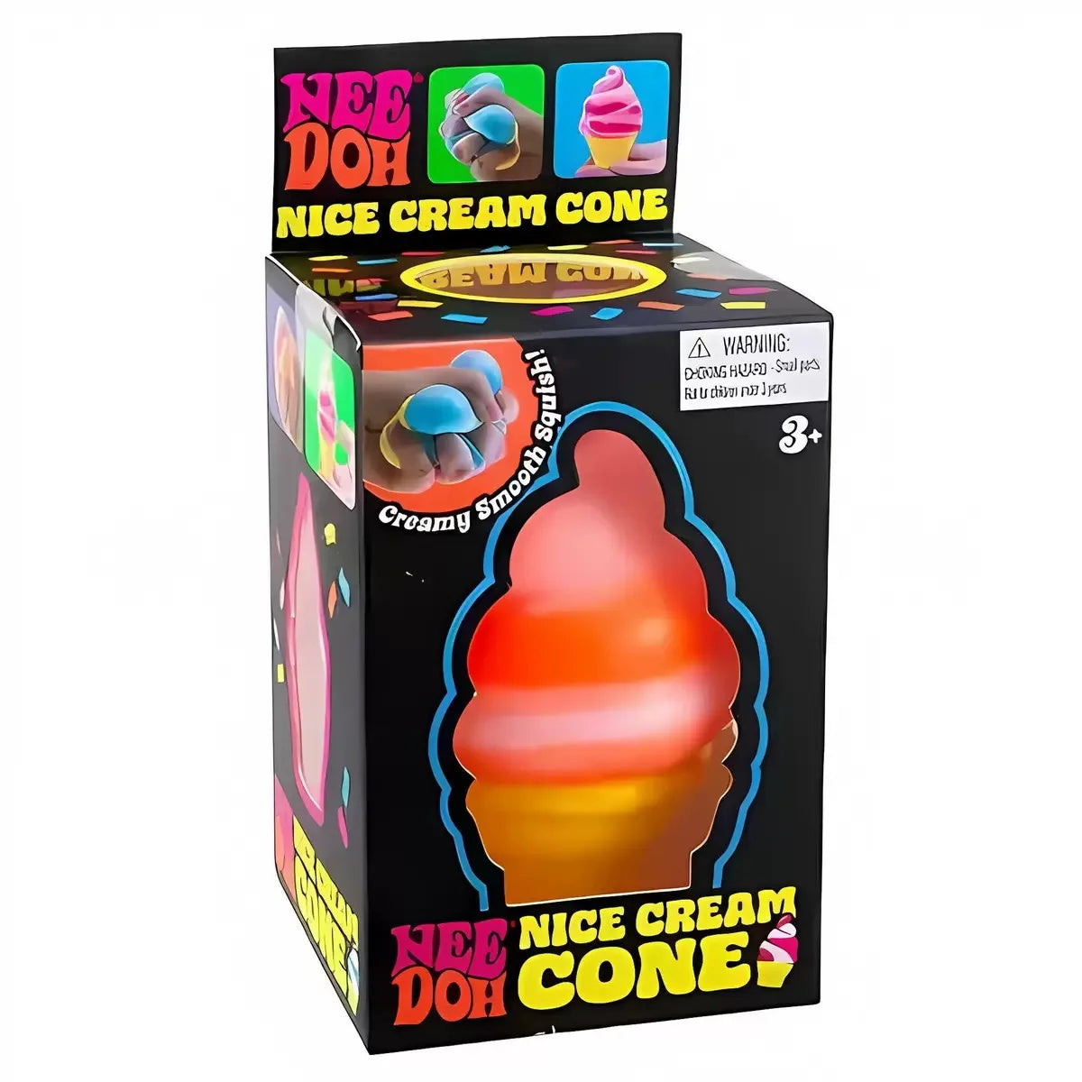 NeeDoh Nice Cream Cone Swirled Gradient Squish Squeeze Fidget Toy Non Toxic Stress Relief Sensory Decompression Novelty Gift