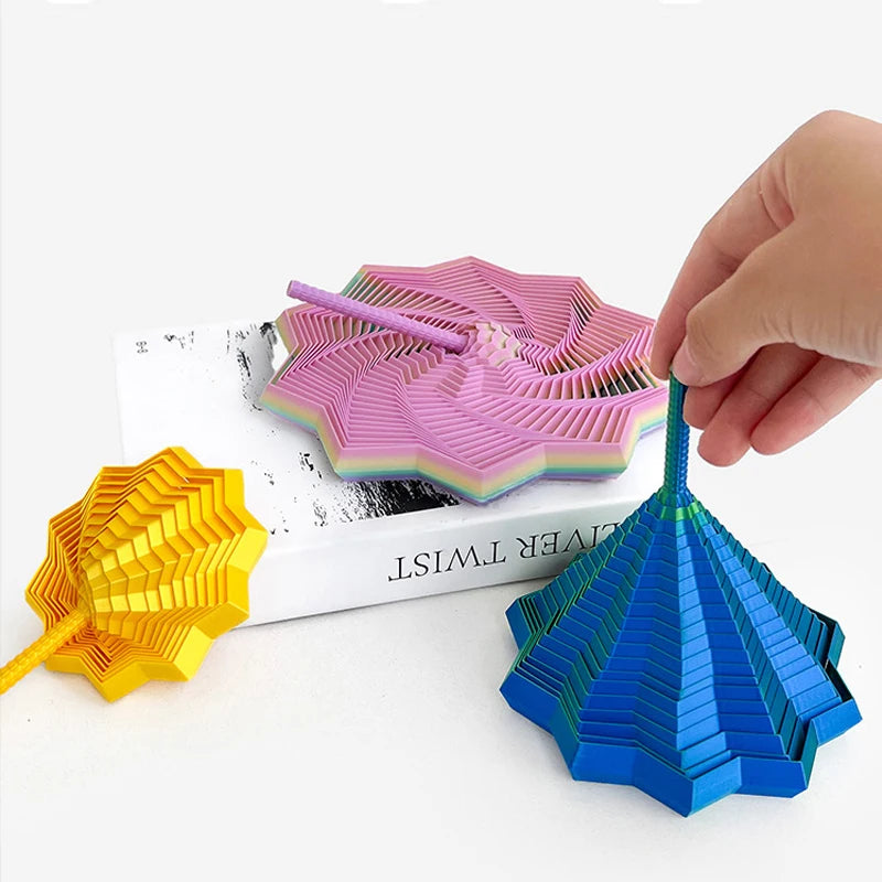 3D Printing Expanded Sensory Fidget Star Model Stress Relief Toys Visual Illusion Hexagon Whirling Spiral Toy for Decompression