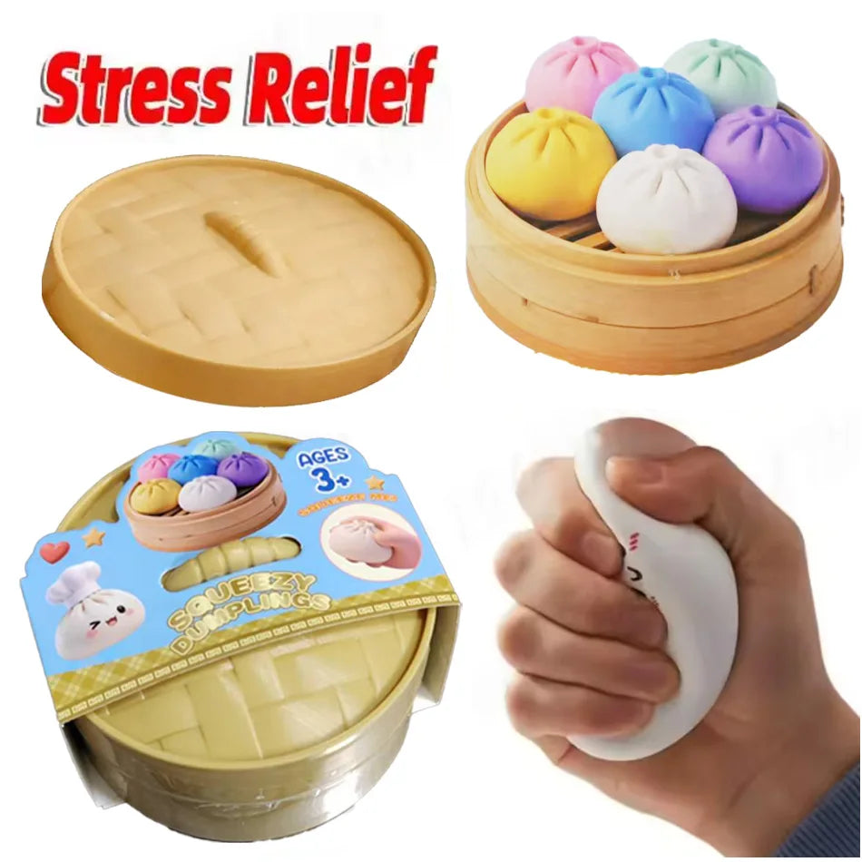 Dumpling Squishy for Adults, Slow Rising TPR Stress Reliever, Fidget Sensory Squeeze Toy for Office Desk, Unique Gift