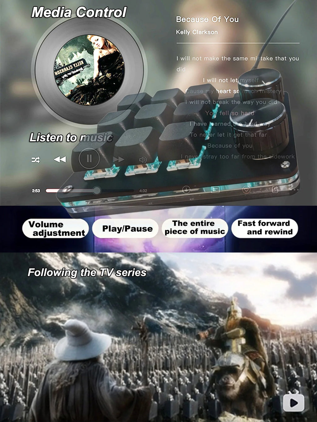 9-Key Multi-Functional Editing Keyboard, 6-Layer Macro Recording, Full-Key Customization, One-Step Operation for Control