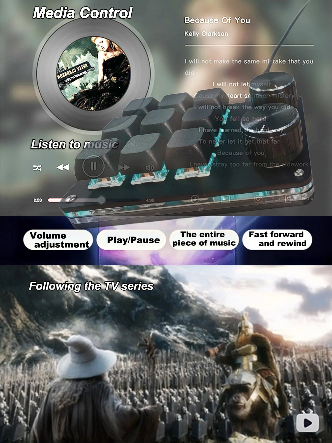 9-Key Multi-Functional Editing Keyboard, 6-Layer Macro Recording, Full-Key Customization, One-Step Operation for Control