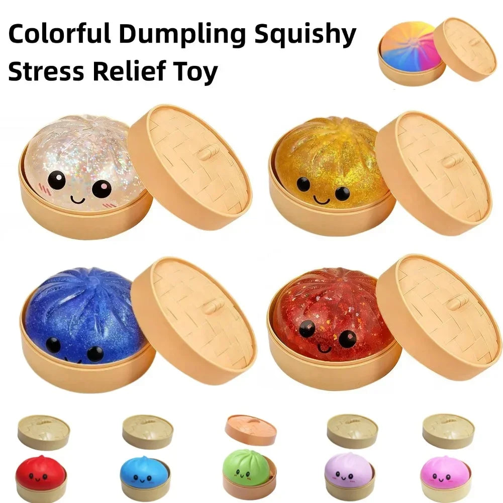Dumplings Glitter Dumpling Toy Cute Dumplings Squishiest With Steamer Box Stress & Anxiety Toys For Kids & Skateboard