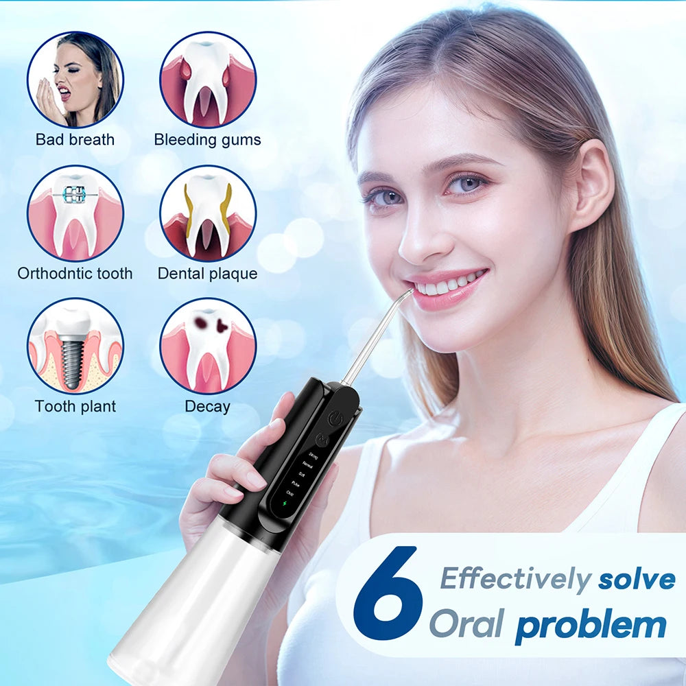 INSMART Water Flosser Dental Portable Oral Irrigator Water Flosser Teeth Whitening Waterproof Water Floss 270ML Teeth Cleaner