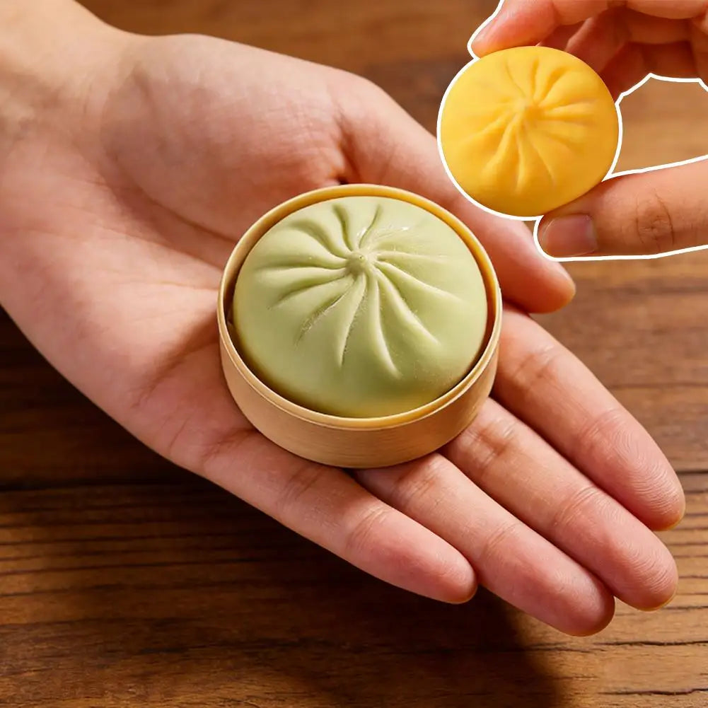 Dumpling Bun Squishy Toy With Matching Steamer Basket Colorful Slow Rebound Texture Ideal For Fidget Sensory Play Stress Relief