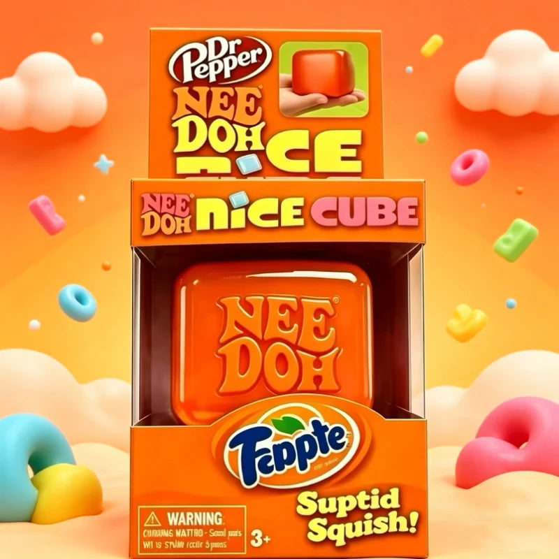NeeDoh Nice Cube Sensory Fidget  Squishy Toy for Adults and Kids, Desktop Sensory Cube for Anxiety Relief and Focus Enhancement