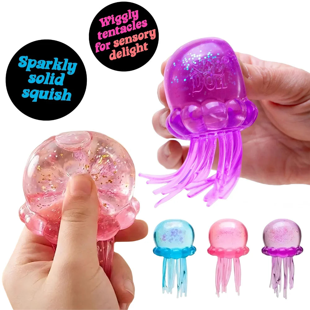 NeeDoh  Trending Jellyfish & Cube Squish Toy, Soft Jelly Squeeze Stress Relief Fidget Toy, Sensory NeeDoh for Squishy & Adults