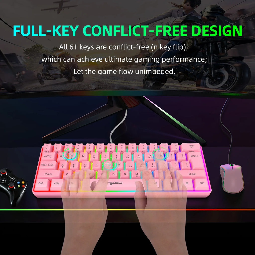 Keyboard and mouse teclados kit gamer keyboards combos 60%PC teclado e branco clavier souris gaming deofertas maus und tastatur