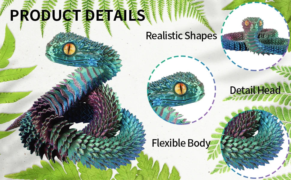 3D Printing Python 3D Printing Active Joint Fidget Toy Doll Simulation Animal Office Desktop Accessories Gift Crafts Toys