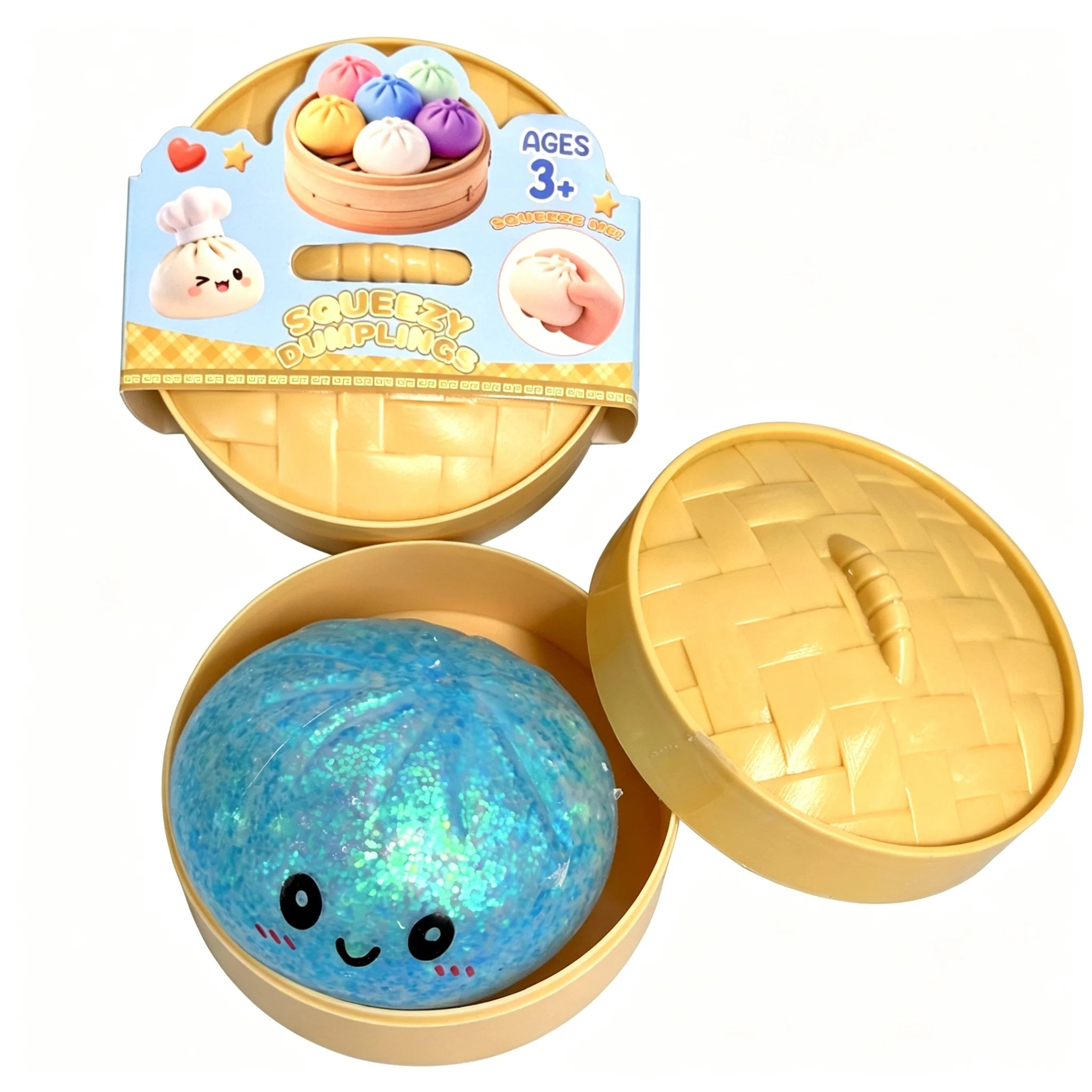Squishy Dumpling Sensory Fidget Toy Realistic Colored Glitter Steamer Bun Decompression Ball Squeezable Stress Relief Toy