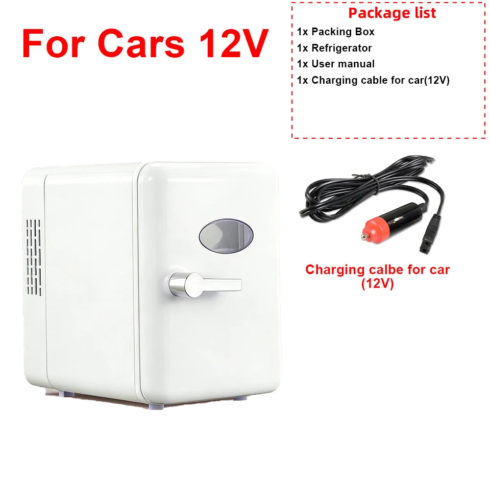 4L Mini Fridge Portable for Car & Home Hot & Cold Dorm Fridge for Refrigerating Cosmetics  Beverages & Cosmetic Storage