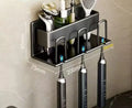 Wall Mounted Toothbrush Holder Aluminium Alloy Toothpaste Rack Bathroom Household Space Saving No Punching Bathroom Accessories