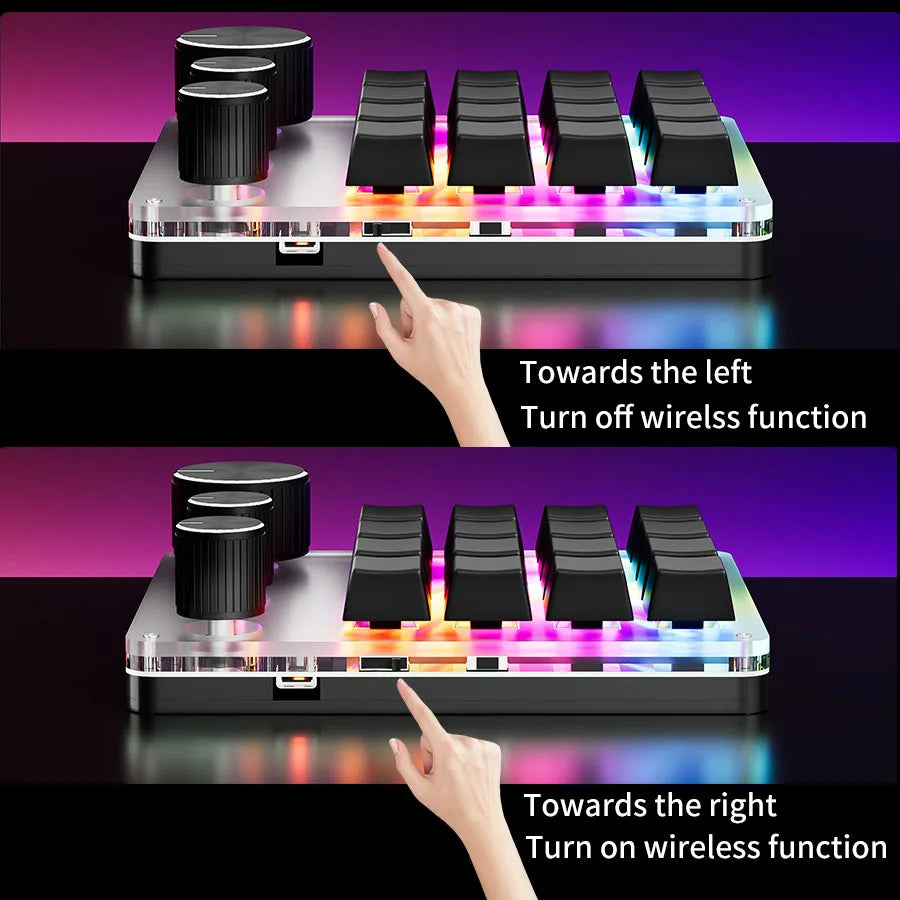 16-Key Custom Mechanical Keyboard 3 Knobs Including Volume Button Knob Control Programmable Macro  Gaming Compatible