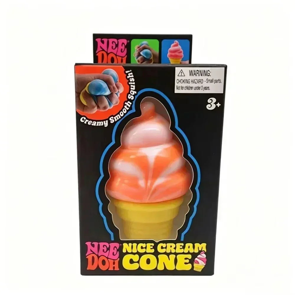 NeeDoh Nice Cream Cone Swirled Gradient Squish Squeeze Fidget Toy Non Toxic Stress Relief Sensory Decompression Novelty Gift