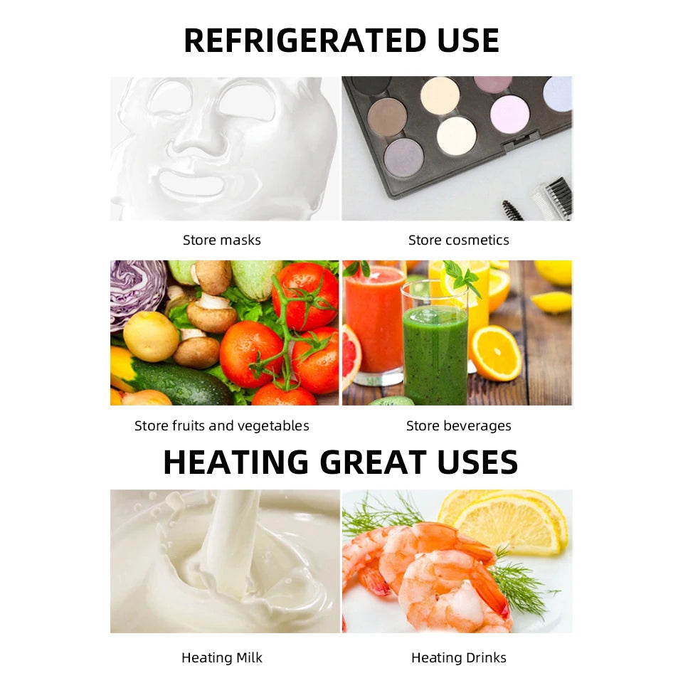 4L Mini Fridge Portable for Car & Home Hot & Cold Dorm Fridge for Refrigerating Cosmetics  Beverages & Cosmetic Storage