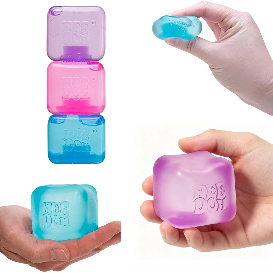 Needoh Nice Cube Sensory Stress Reliever Fidget Tool for Anxiety & Focus Desk Sensory Cube for Adults & Kids