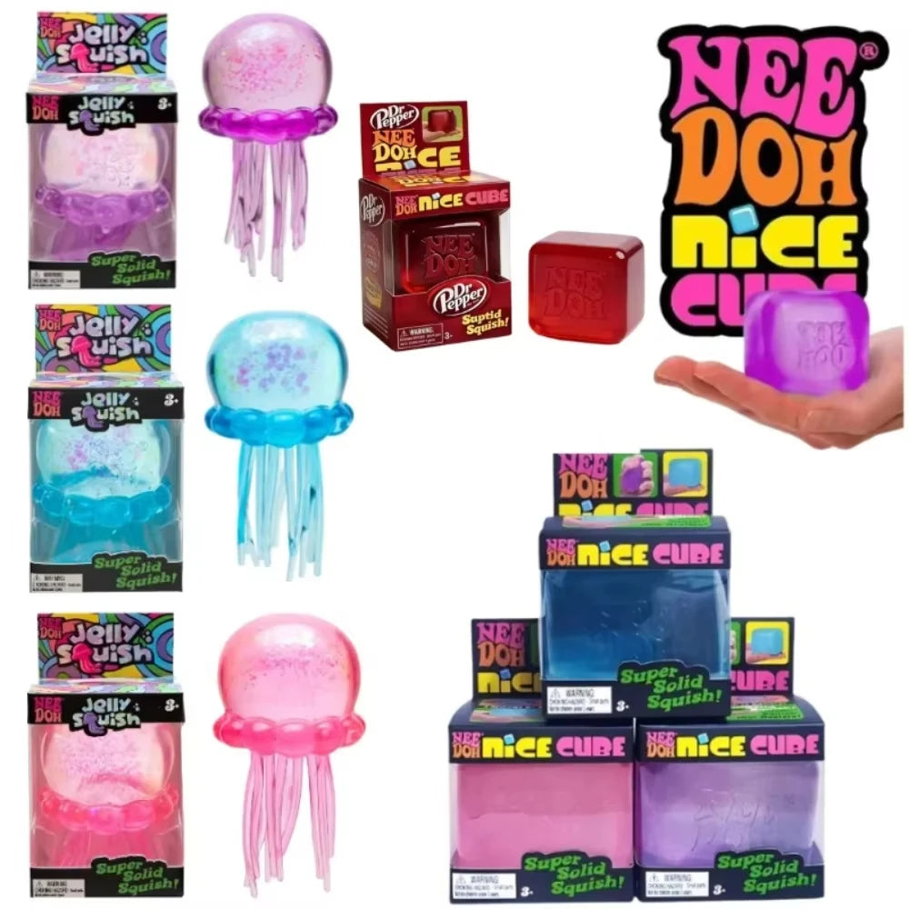 NeeDoh Jelly Hops Octopus Squishy Toy, Cute Water Play Sensory Fidget, Soft Stress Relief Toy, Gift for Boys & Girls