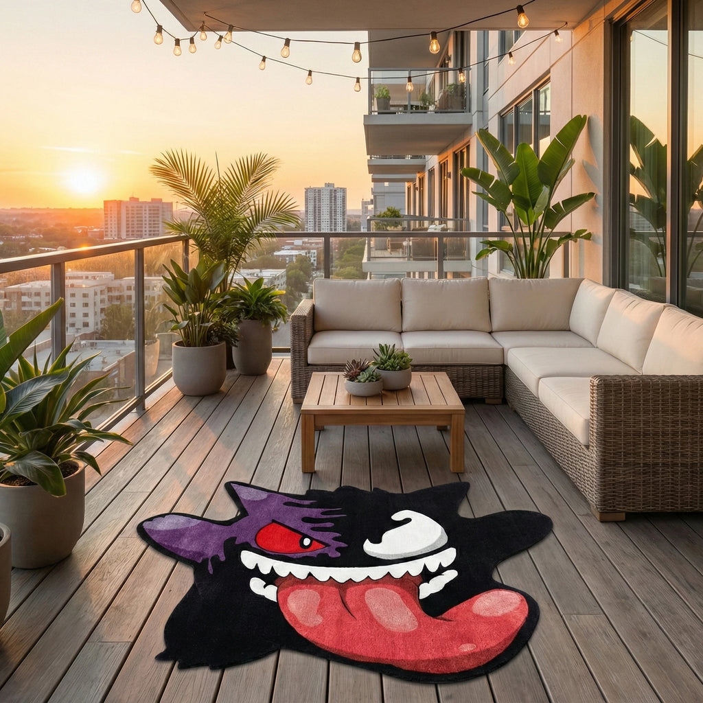 Pokemon Cool Gengar Rug Anime Irregular Shape Carpet Living Room Bedroom Decor Non-slip Mat Cool Cartoon Bedside Area Rugs