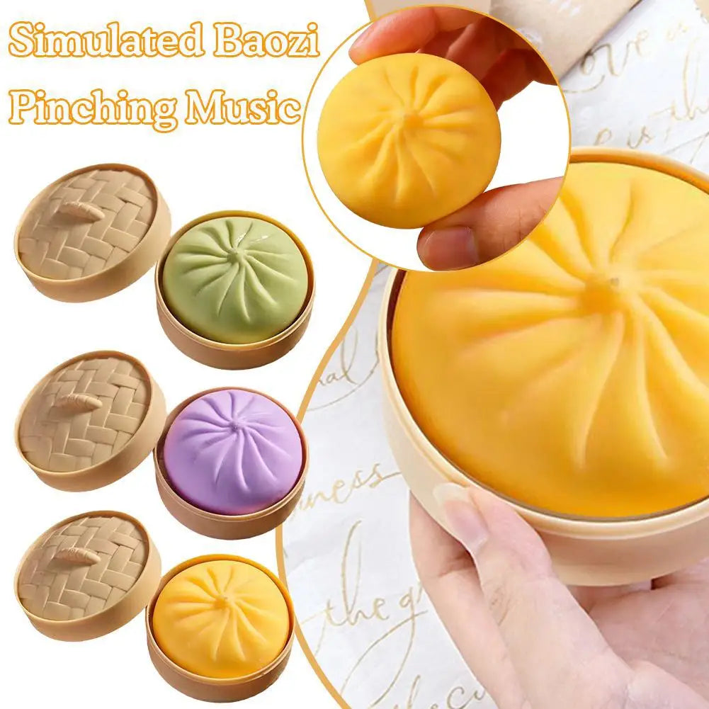 Dumpling Bun Squishy Toy With Matching Steamer Basket Colorful Slow Rebound Texture Ideal For Fidget Sensory Play Stress Relief