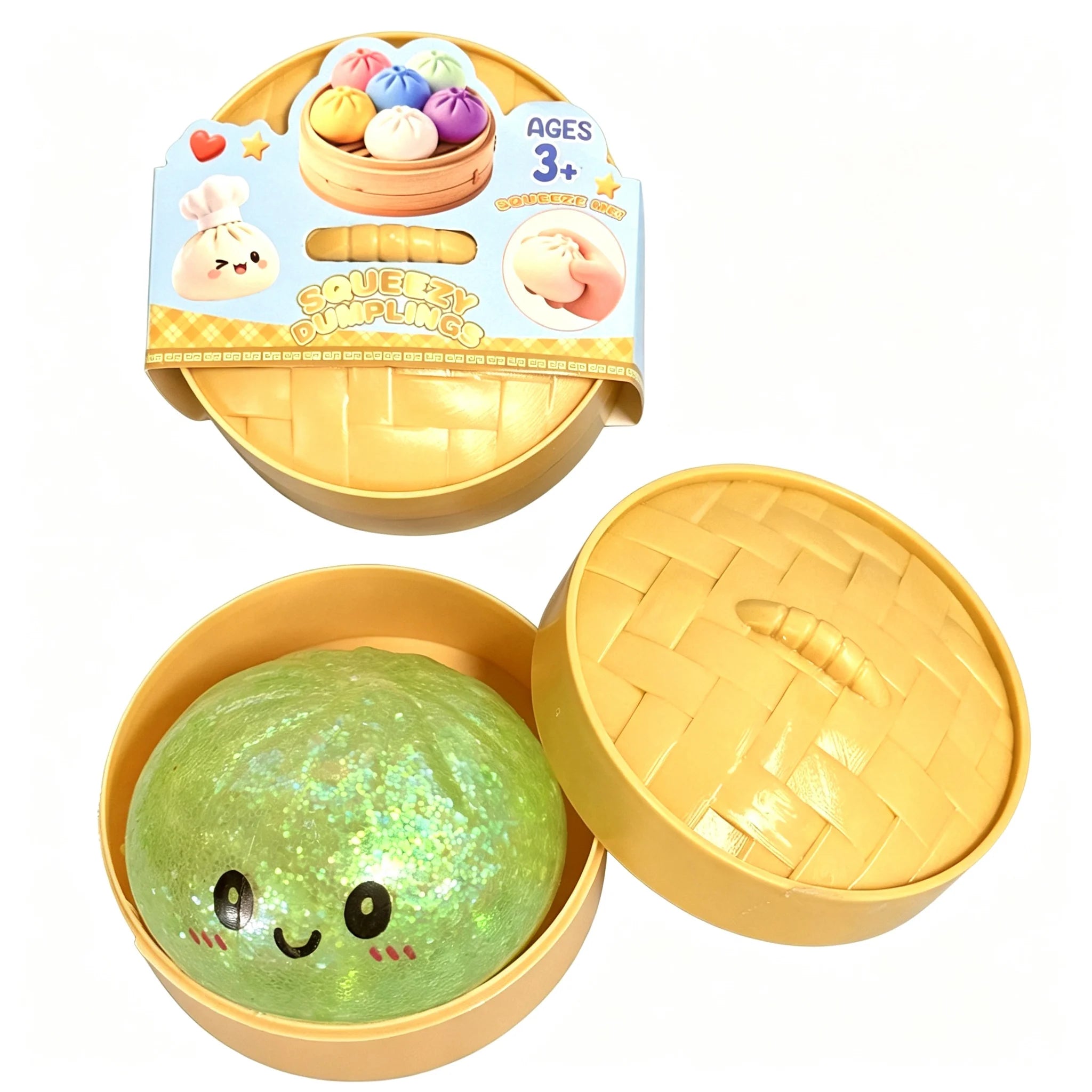 Squishy Dumpling Sensory Fidget Toy Realistic Colored Glitter Steamer Bun Decompression Ball Squeezable Stress Relief Toy