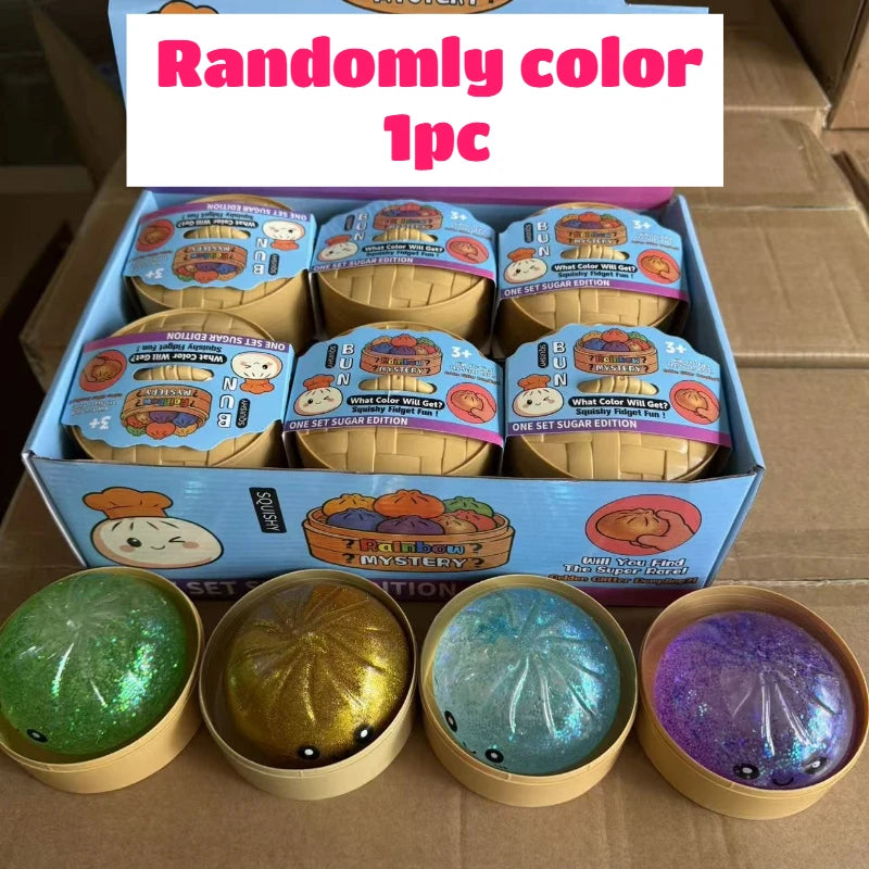 Dumpling Squishy for Adults, Slow Rising TPR Stress Reliever, Fidget Sensory Squeeze Toy for Office Desk, Unique Gift