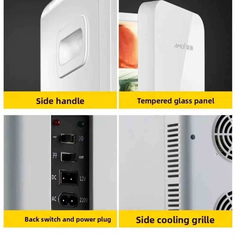 Portable 8L Mini Fridge Household Single Door Mini Cooler Box Digital Display Temperature Car Freezer Beauty Food Refrigerator