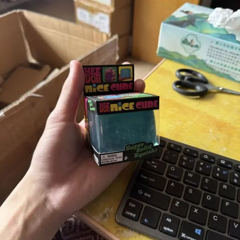 Needoh Nice Cube Sensory Stress Reliever Fidget Tool for Anxiety & Focus Desk Sensory Cube for Adults & Kids