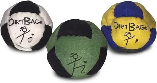 Dirtbag Classic Footbag Hacky Sack 3-Pack with Carry Pouch,Sand-Filled 8-Panel Synthetic Suede Footbag Set for Beginners &Player