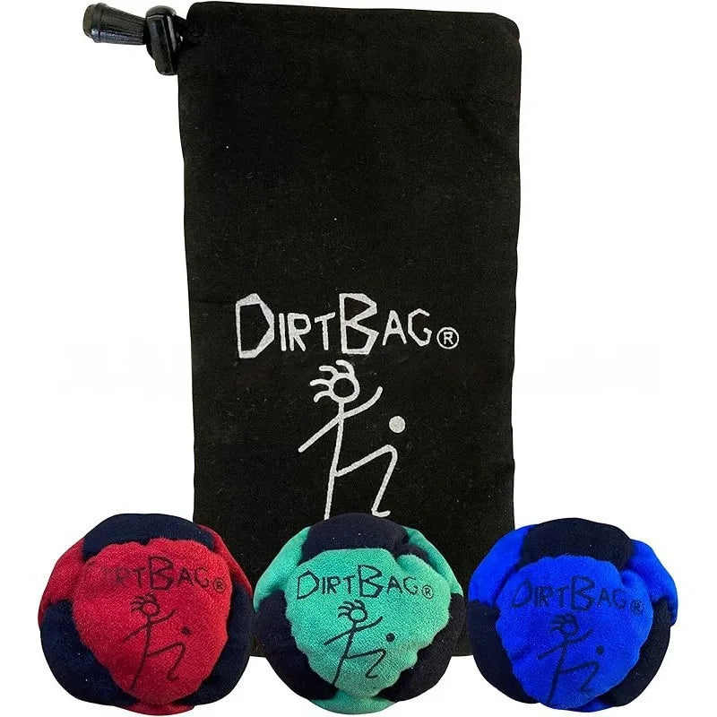 Sand-Filled 8-Panel Synthetic Suede Hacky Sack 3Pack w/ Carry Bag,Dirtbag Classic Footbag for Beginner & Pro Sports